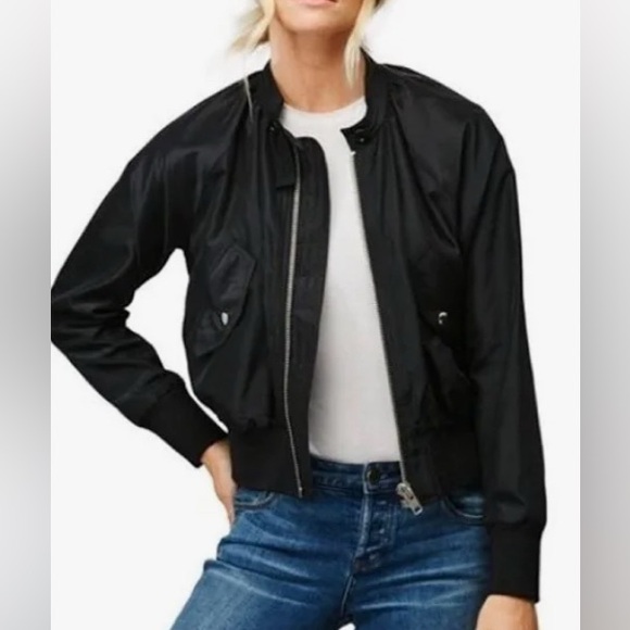 ❌SOLD❌ NWT [Free People] Midnight Black Full-Zip Bomber Jacket Women’s Sz Large - Picture 4 of 13